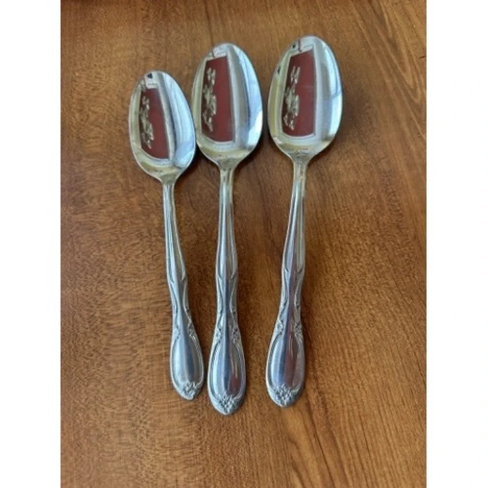 Superior Chapel Hill Stainless USA Spoons Set of‎ 3 Floral Silverware Flatware